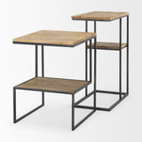 Ronin Black Rectangle 2-Tier Wood Metal Accent Table