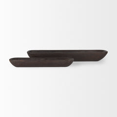 Athena Black-Brown Extra Large Reclaimed Wood Trays (Set of 2)