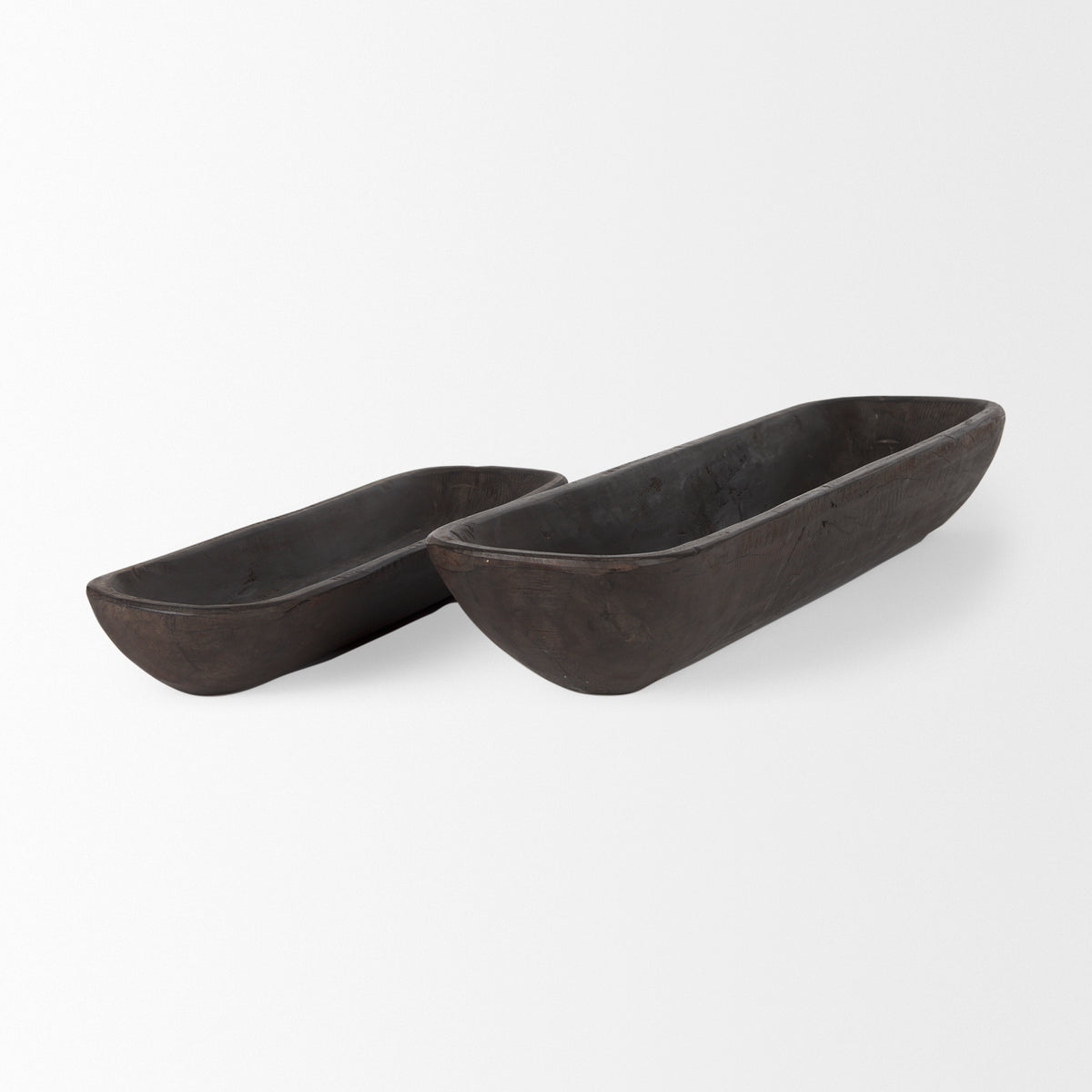 Athena Black-Brown Extra Large Reclaimed Wood Trays (Set of 2)
