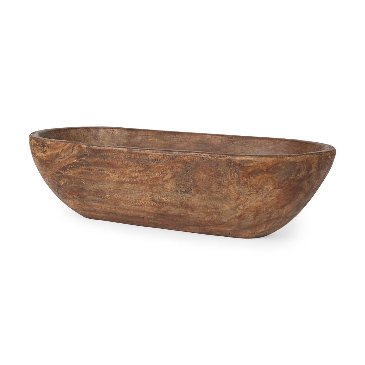 Athena Medium Brown Extra Large Oblong Reclaimed Wood Bowl