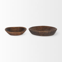 Nikita Medium Brown Large Reclaimed Wood Bowls (Set of 2)