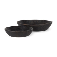 Nikita Black-Brown Large Reclaimed Wood Bowls (Set of 2)