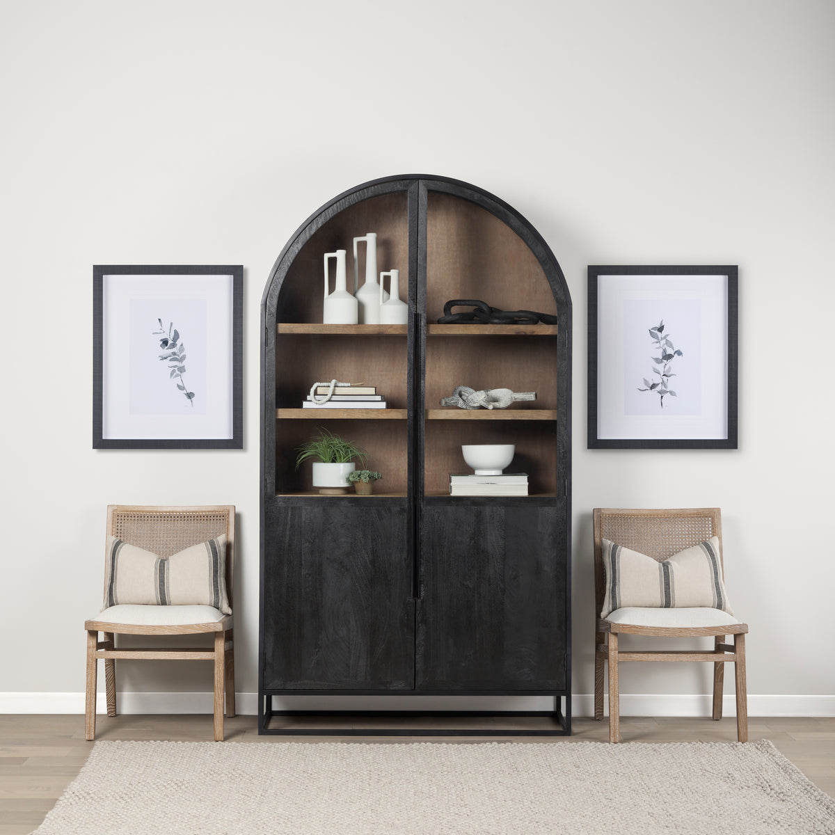 Sloan Black Wood Arch Cabinet - Ornate Home