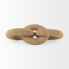 Alize Natural Jute Wrapped Solid Wood Circular Chain Link Decorative Object