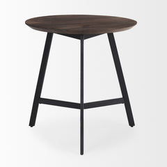 Todd Dark Brown Wood with Metal Legs Side Table