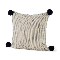 Krystal Cream/Black 18x18 Pom Pillow Cover