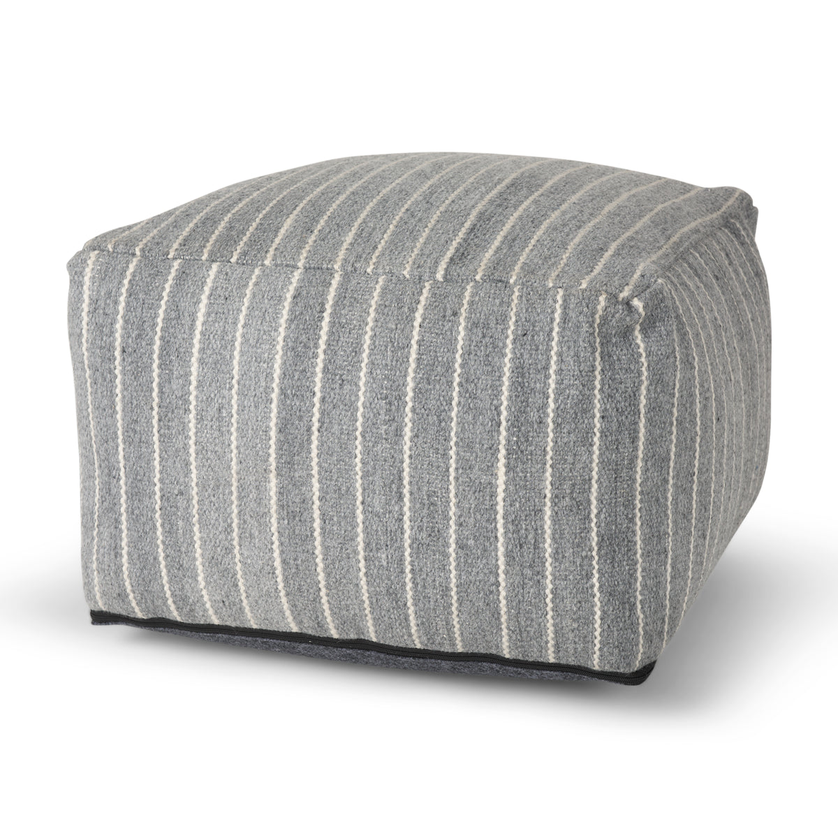 Kensie Blue Large Striped Pouf