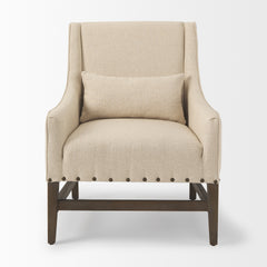 Kensington Cream Linen Fabric and Wood Accent Chair