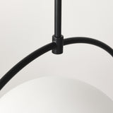 Farrah Matte Black Frosted Glass Globe Set in Metal Pendant Ceiling Light