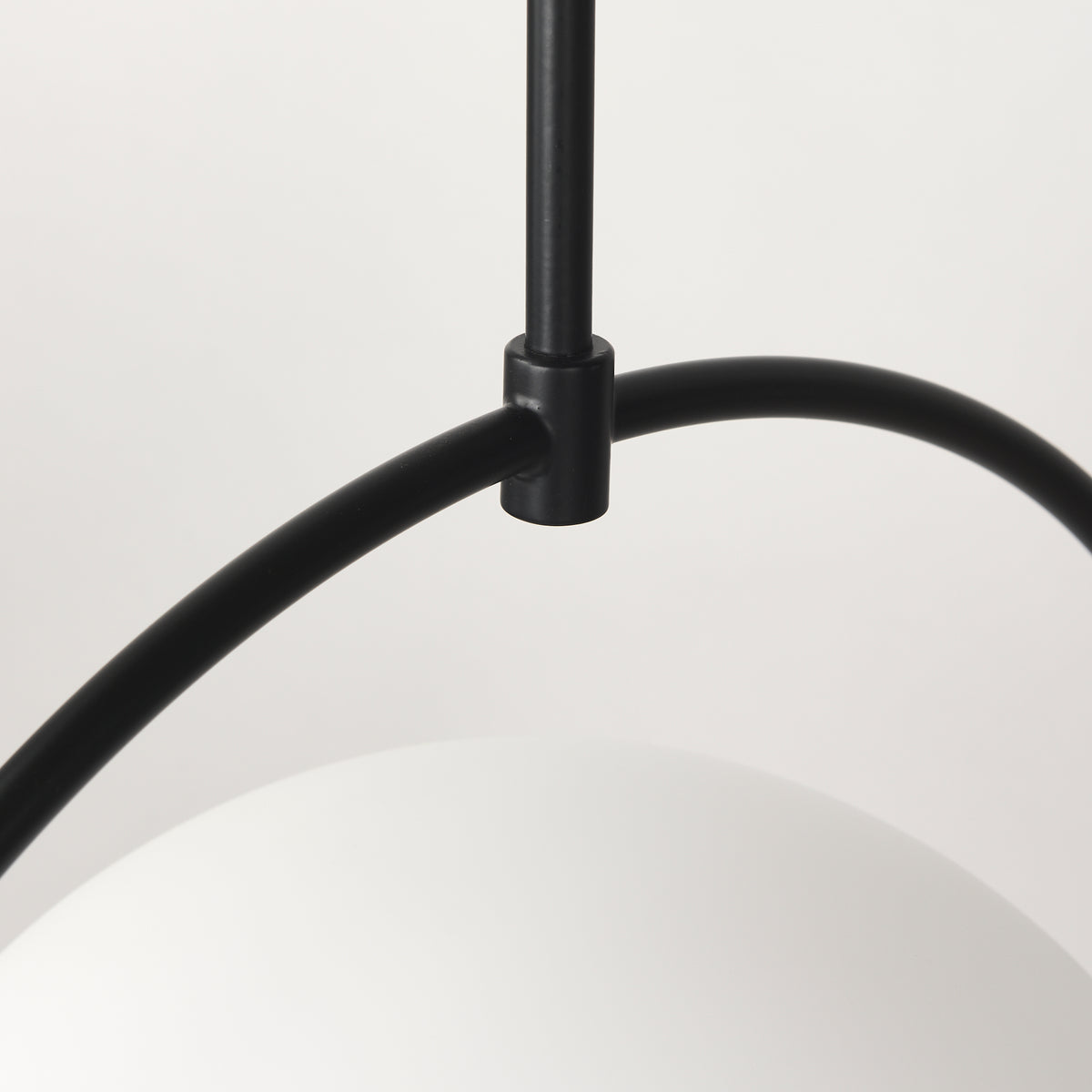 Farrah Matte Black Frosted Glass Globe Set in Metal Pendant Ceiling Light
