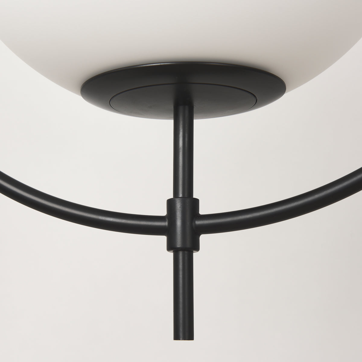 Farrah Matte Black Frosted Glass Globe Set in Metal Pendant Ceiling Light