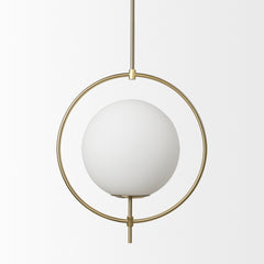 Farrah Gold Frosted Glass Globe Metal Pendant Light