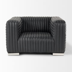 Ricciardo Black Leather Upholstered Arm Chair
