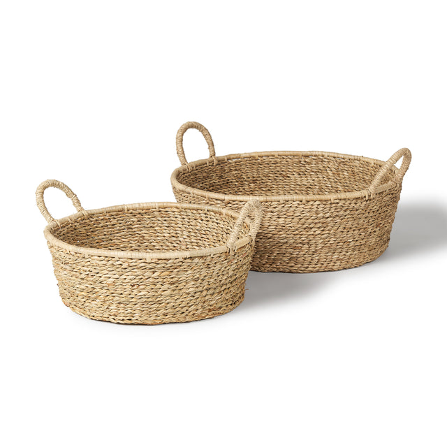 Ayanna Brown Deep Nesting Seagrass Baskets with Handles (Set of 2)