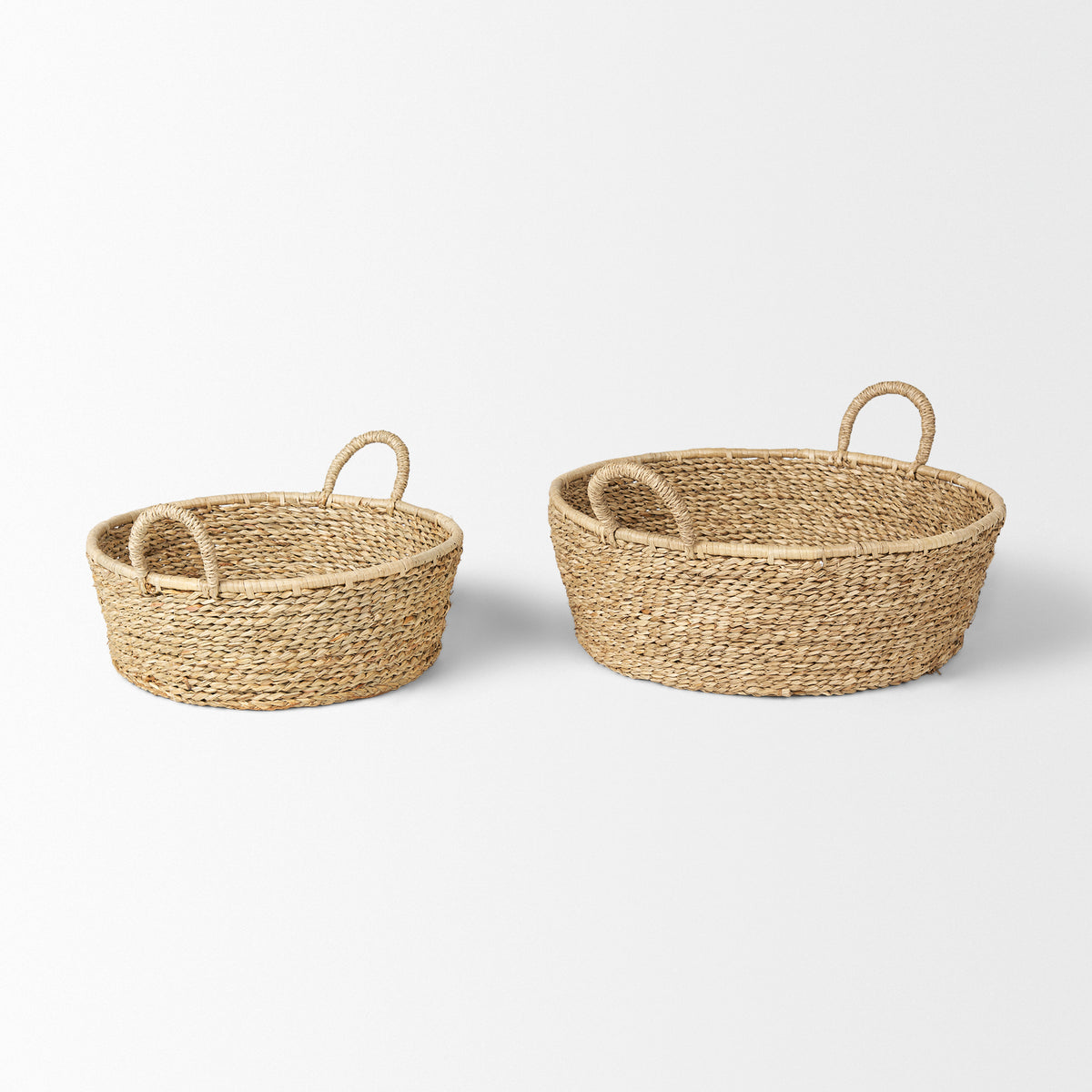 Ayanna Brown Deep Nesting Seagrass Baskets with Handles (Set of 2)
