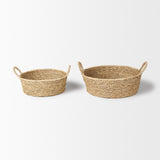 Ayanna Brown Deep Nesting Seagrass Baskets with Handles (Set of 2)