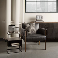 Samson Matte Black Side Table Metal and Glass