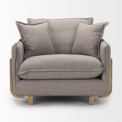Roy Flint Gray/Brown Upholstered and Wood Frame Arm Chair