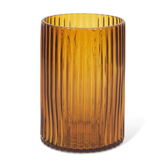 Dawn Amber 8" Ribbed Glass Vase