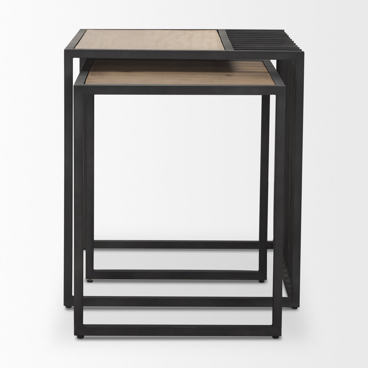 Miles Black Metal with Light Wood Nesting End/Side Table