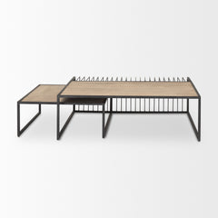 Miles Black Metal with Light Wood Nesting Coffee Table