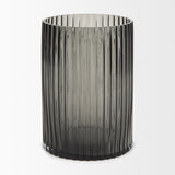 Dawn Gray 8" Ribbed Smoke Glass Vase