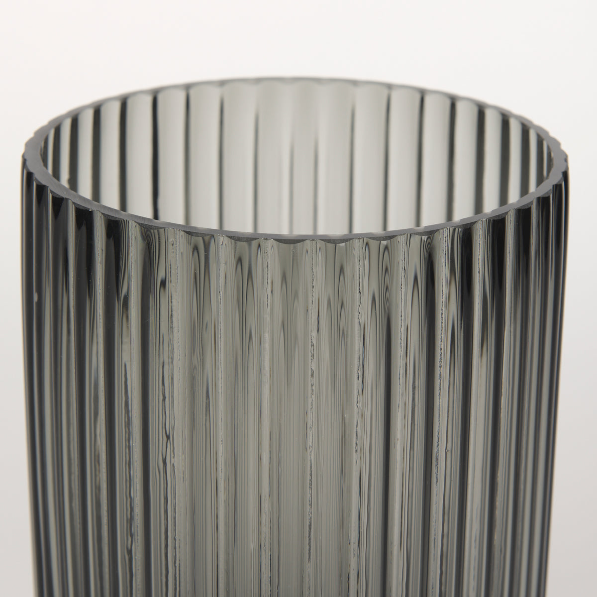 Dawn Gray 8" Ribbed Smoke Glass Vase