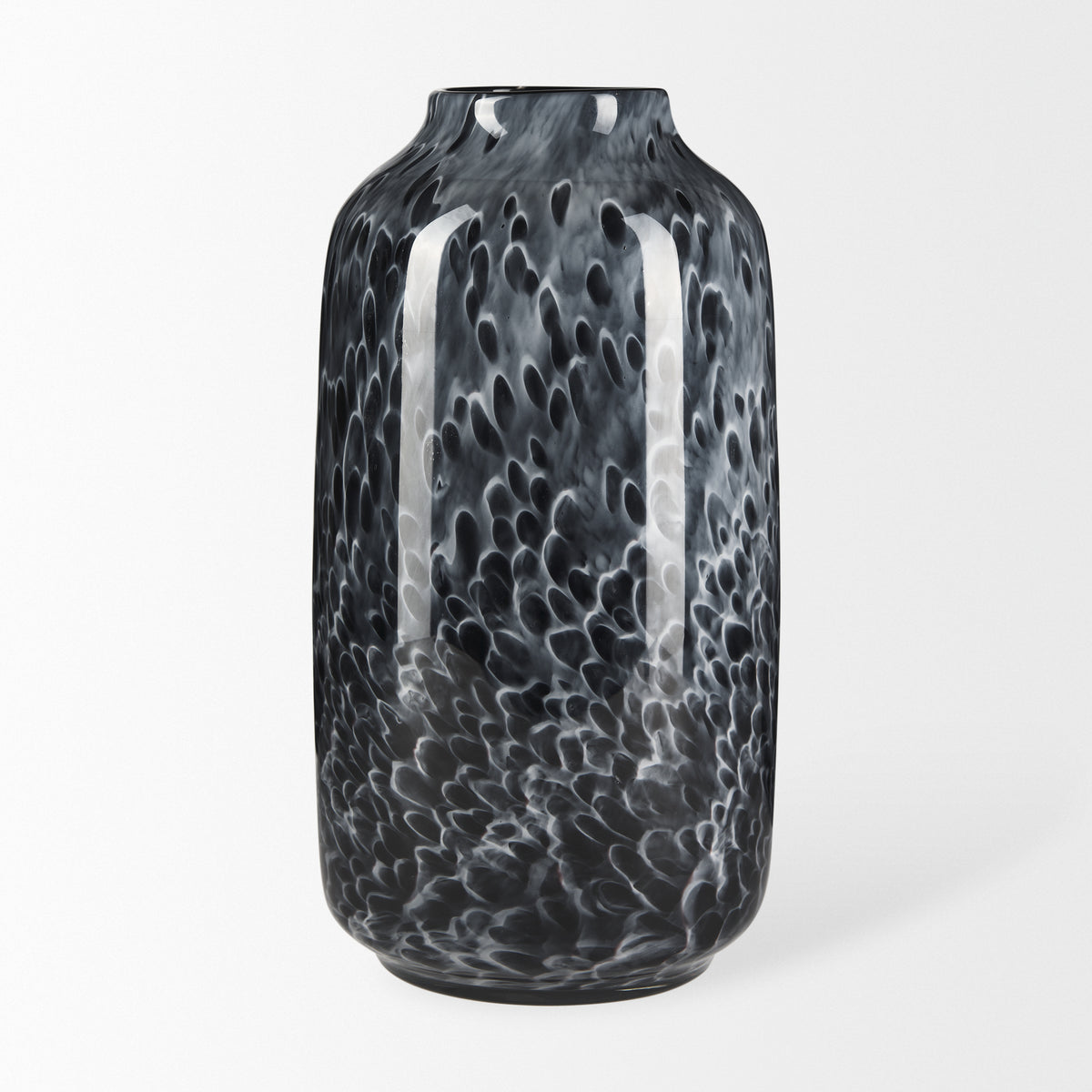 Masai Black Large Mottled Glass Vase