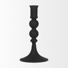 Haute Matte Black Small Blown Glass Candlestick
