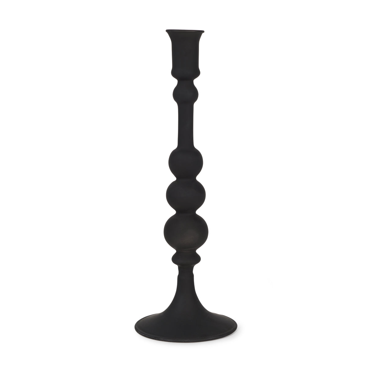 Haute Matte Black Large Blown Glass Candlestick