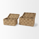 Hanalei Brown Seagrass Boxes with Lids (Set of 2)