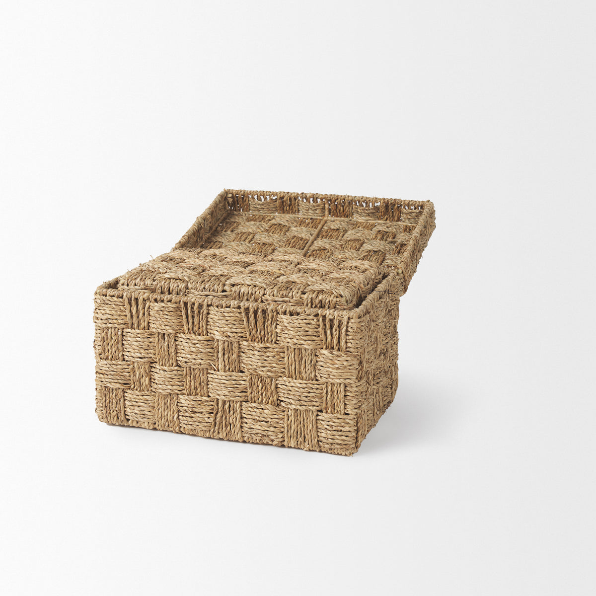 Hanalei Brown Seagrass Boxes with Lids (Set of 2)