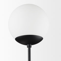 Edie Matte Black Metal with Frosted Glass Globes 2-Light Wall Sconce