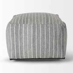 Kensie Blue Large Striped Pouf