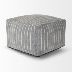 Kensie Blue Large Striped Pouf