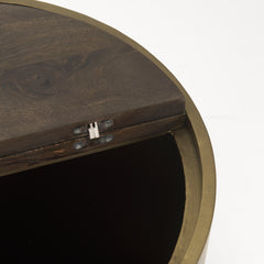 Eclipse Antiqued Brass/Dark Brown Metal Drum Base End/Side Table