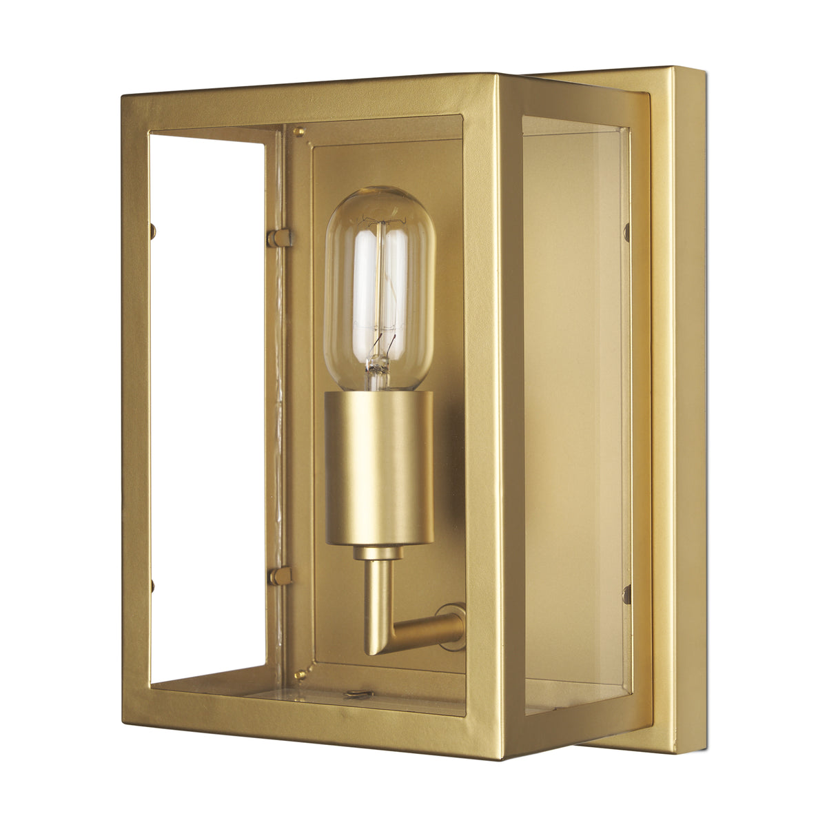 Cairn Brushed Gold Metal with Glass 1-Light Wall Sconce