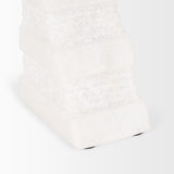 Cavetto White Marble Bookends with Rough Carving (Set of 2)