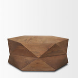 Arreto Medium Brown 36" Hexagonal Hinged Solid Wood Top and Base Coffee Table