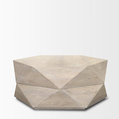 Arreto White 36" Hexagonal Hinged Solid Wood Top and Base Coffee Table