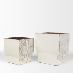 Medina Off-White/Gold Metal Planters (Set of 2)