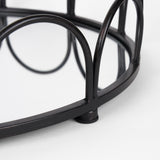 Lenore Black Round Metal/Mirror Tray (Set of 2)