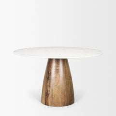 Allyson White/Brown 48" Round Pedestal Dining Table