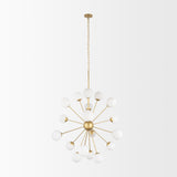 Barbara Brushed Gold Metal with Frosted Glass Globes 18-Light Chandelier