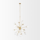 Barbara Brushed Gold Metal with Frosted Glass Globes 18-Light Chandelier