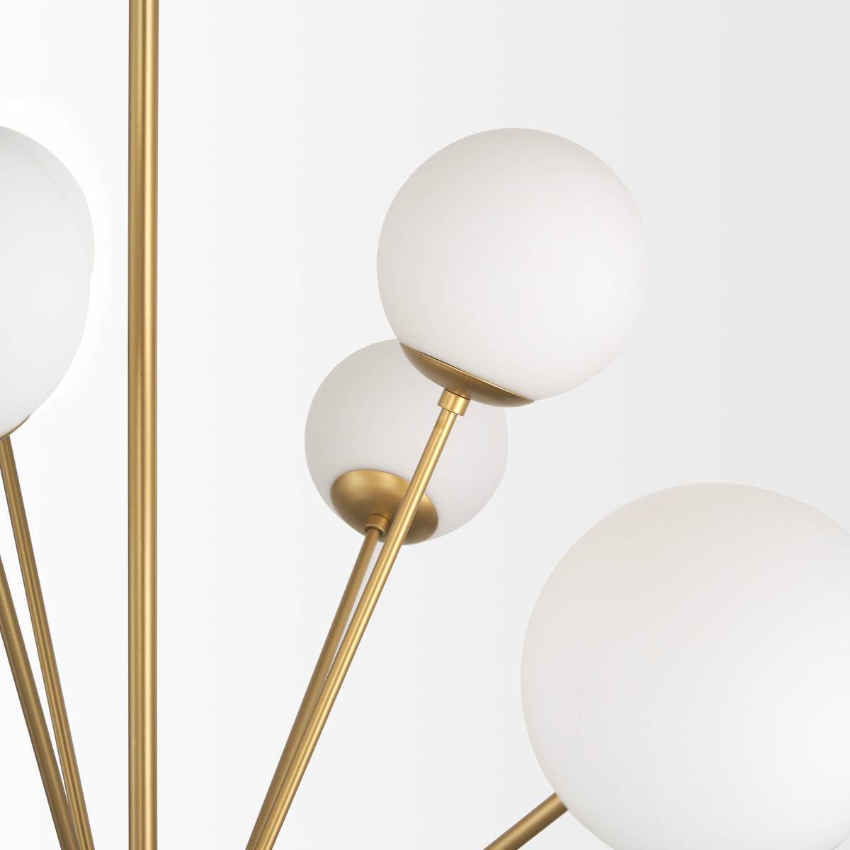 Barbara Brushed Gold Metal with Frosted Glass Globes 18-Light Chandelier