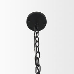 Barbara Matte Black Metal with Frosted Glass Globes 11-Light Chandelier