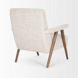 Nico Oatmeal/Brown Upholstered Wood Accent Chair