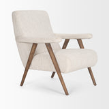 Nico Oatmeal/Brown Upholstered Wood Accent Chair