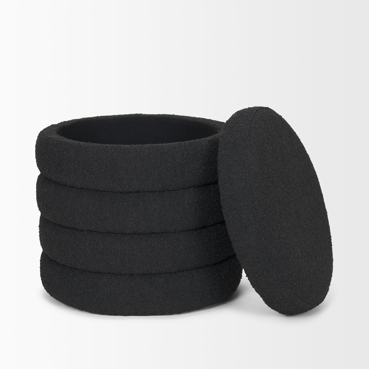 Elise Black Boucle Upholstered Storage Ottoman